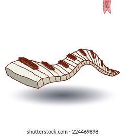 Vector Piano Keyboard Icon, hand drawn illustration.