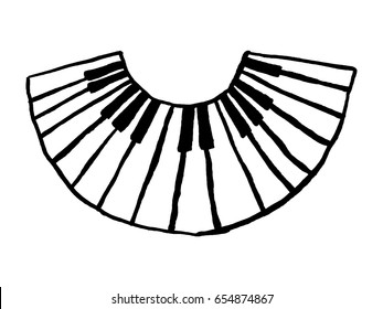 Vector Piano Keyboard Icon, hand drawn illustration