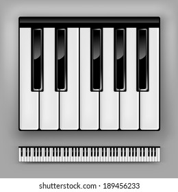 Vector piano keyboard. One octave or full 88 keys. 