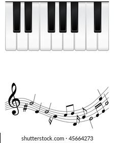 vector piano keys with notes