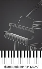 Vector piano on black background (illustration)