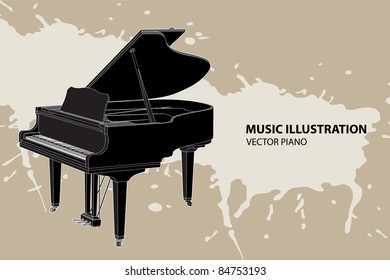 Vector piano on light background (illustration)