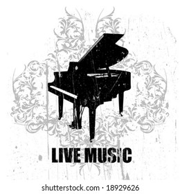 vector piano on a vintage background