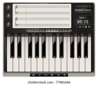 Vector piano template with icons