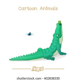 vector pic series Cartoon Animals. Amusing Animals. Beetle frog and green alligator. Clip art isolated on transparent background. EPS10 without mesh   