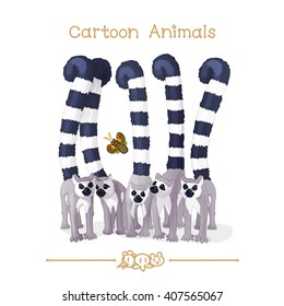 vector pic series Cartoon Animals. Amusing Animals.  Group social a lot of funny striped lemurs. Black and white teamwork. Clip art isolated on transparent background. EPS10 without mesh