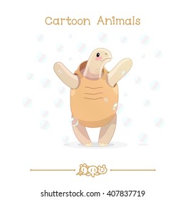 vector pic series Cartoon Animals. Amusing Animals. Turtle and soap bubbles. Clip art isolated on transparent background. EPS10 without mesh