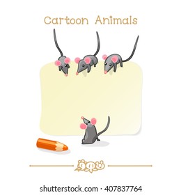 vector pic series Cartoon Animals. Amusing Animals. Curious mouses. Your text here. Clip art isolated on transparent background. EPS10 without mesh