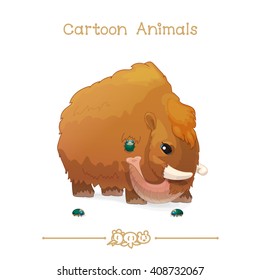 vector pic series Cartoon Animals. Amusing Animals. Bugs and furry mammoth. Clip art isolated on transparent background. EPS10 without mesh