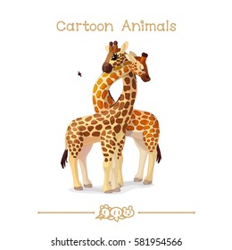 vector pic series Cartoon Animals. Amusing Animals. Pair of giraffes and ladybugs. Clip art isolated on transparent background. EPS10 without mesh 