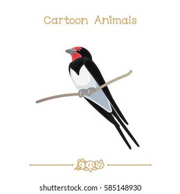 vector pic series Cartoon Animals. Amusing Animals. Swallow. Clip art isolated on transparent background. EPS10 without mesh