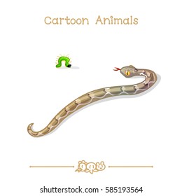 vector pic series Cartoon Animals. Amusing Animals. Echis and caterpillar. Clip art isolated on transparent background. EPS10 without mesh
