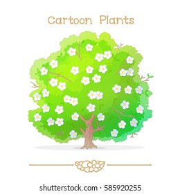 vector pic series Cartoon Plants. Spring flowering tree. Clip art isolated on transparent background. EPS10 without mesh