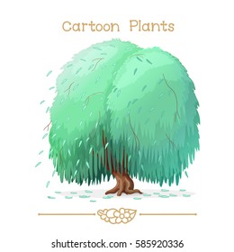 vector pic series Cartoon Plants. Weeping willow. Clip art isolated on transparent background. EPS10 without mesh  