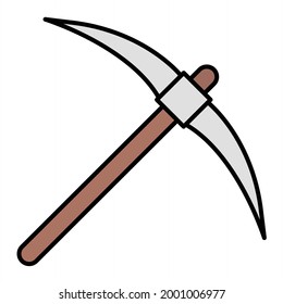 Diseño del icono de contorno relleno del vector Pickaxe
