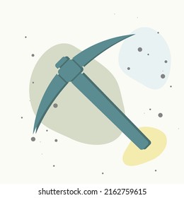 Vector pickaxe icon on multicolored background. Layers grouped for easy editing illustration. For your design.
