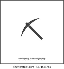 Vector pickaxe icon on white isolated background. Layers grouped for easy editing illustration. For your design.