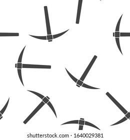 Vector pickaxe icon on white isolated backgroun seamless pattern on a white background.