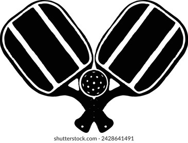 Vector Pickleball Paddles silhouette,Pickleball club and icons vector illustration, Pickleball Paddles flat vector icon, High quality vector