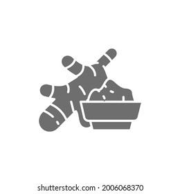 Vector pickled ginger, spicy seasoning gray icon.