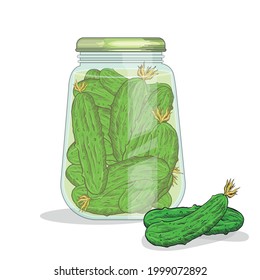 Cucumbers in a jar image Royalty Free Stock SVG Vector and Clip Art