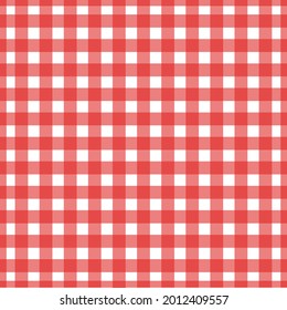 Patrón de picnic vectorial. Patrón inquebrantable de gingham rojo y blanco.  Superposición de estilo italiano, fondo geométrico de tela, diseño retro. Textura a cuadros para manta de picnic, mantel, mantel, ropa.