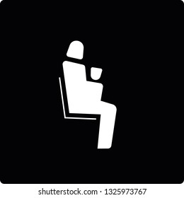 vector pictogram area or seat  for  mother with child, white icon on the black background