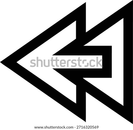 Vector pictogram of blue backward arrow icon.