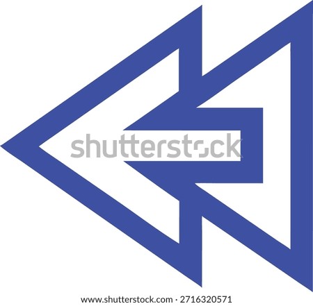 Vector pictogram of blue backward arrow icon.