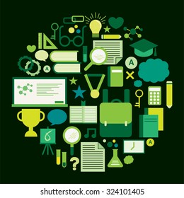 Vector pictogram circle education learning icons