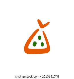 Vector. Pictogram. Logo. Stylized icon of bag with cereals.