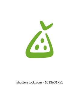 Vector. Pictogram. Logo. Stylized icon of bag with cereals.