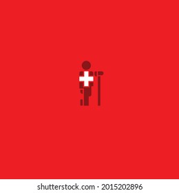 Vector pictogram, a man with a crutch.