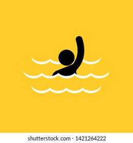 Vector pictogram with man drowning. 