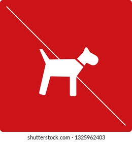 Vector pictogram no dogs, entry dog prohibited, sign white on red backround