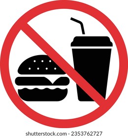 Vector Pictogram of No Eating Cheeseburger and Juice