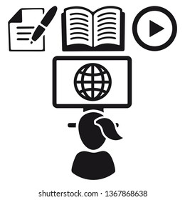 vector pictogram. online study course