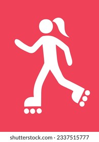 A vector pictogram of a roller skating girl 