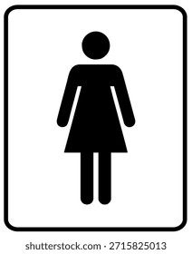 Vector pictogram sign of a women with a solid background and black symbols, suitable for stickers and acrylic boards.