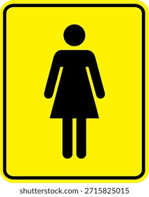 Vektor-Piktogramm-Zeichen einer Frau mit einem festen Hintergrund und schwarzen Symbolen, geeignet für Aufkleber und Acrylplatten.
