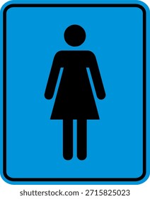 Vector pictogram sign of a women with a solid background and black symbols, suitable for stickers and acrylic boards.