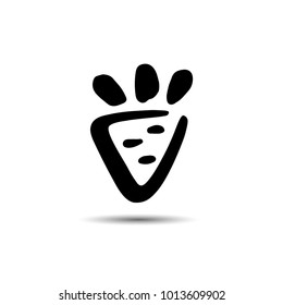 Vector. Pictogram. Vegetables. Stylized carrot icon for a vegetarian store.
