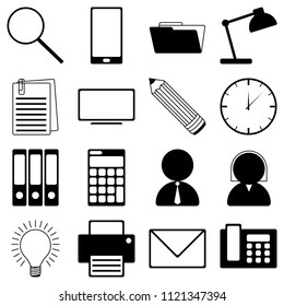 Vector pictograms connected with office/ business topics - 16 illustrations.