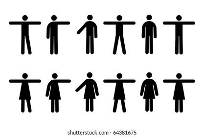 Vector Pictograms of Men and Women in Various Standing Positions