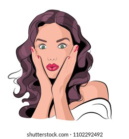 Vector picture of amazzed woman