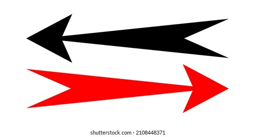 Vector, picture of arrow icon. Red and black colors. Left and right directions. Simple flat image