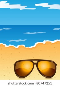 Vector picture with beach and sea