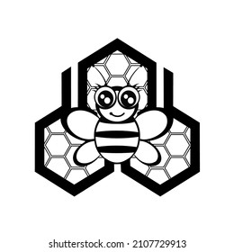 Vector, picture of bee logo. Bee icon. Black. Honey bee