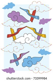 vector picture with birds