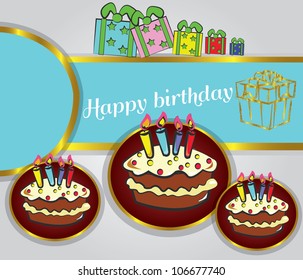 Vector picture with birthday cake